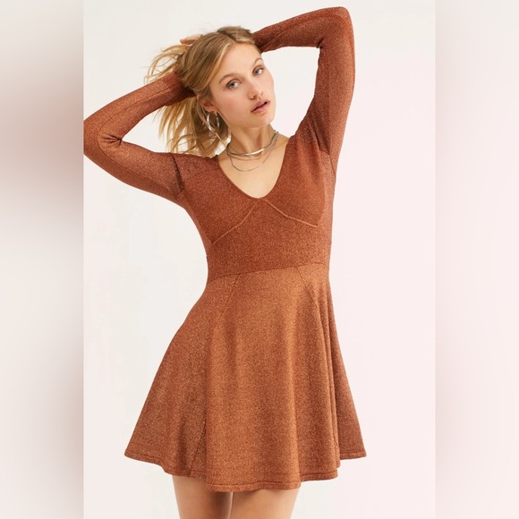 FREE PEOPLE Wildest Dreams metallic knit mini DRESS - Picture 2 of 8